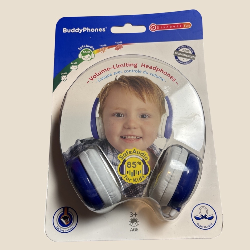 NEW Buddy Phones Safe Audio 85 for Kids Volume Limiting Headphones Anti Allergic